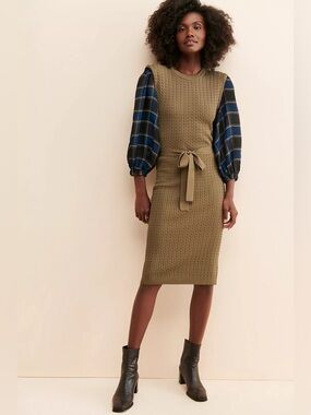 Current Air Knit Plaid Sweater Dress